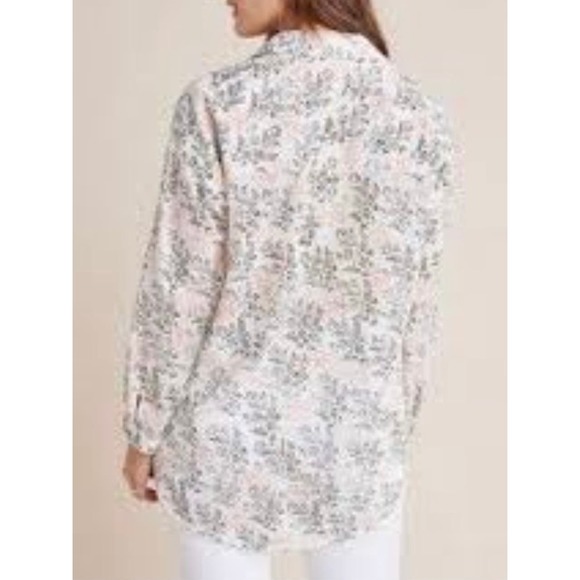 Anthropologie Button Front Floral Embroidered Semi-Sheer Top Size XS/S - Picture 7 of 11